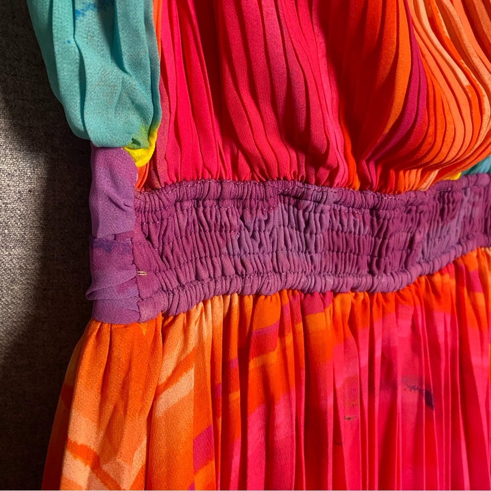 CLEARANCE Rainbow Maxi Dress Pleated Sleeveless Flying Tomato SIZE SMALL - Picture 5 of 12